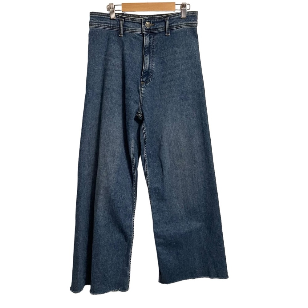 Zara "The Marine Straight" Jeans Raw Hem High Rise Hem Size 8